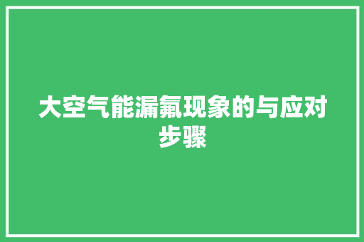 大空气能漏氟现象的与应对步骤 热水器