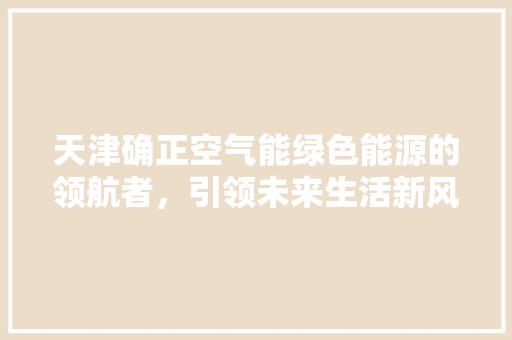 天津确正空气能绿色能源的领航者，引领未来生活新风尚 洁具维修