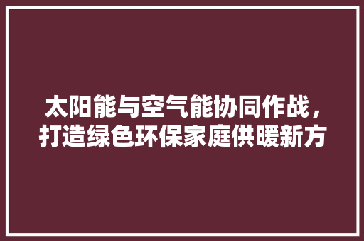 太阳能与空气能协同作战，打造绿色环保家庭供暖新方法 贴膜