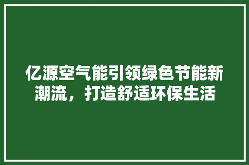 亿源空气能引领绿色节能新潮流，打造舒适环保生活 热水器