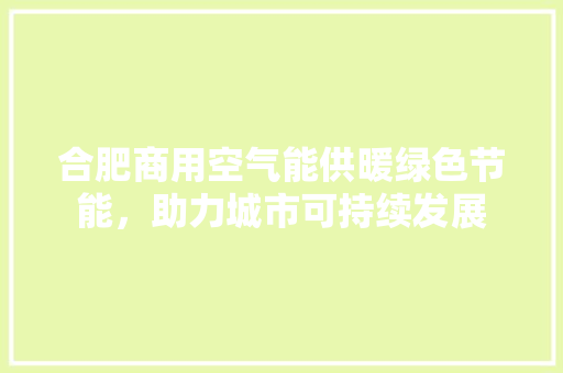 合肥商用空气能供暖绿色节能，助力城市可持续发展 家电维护