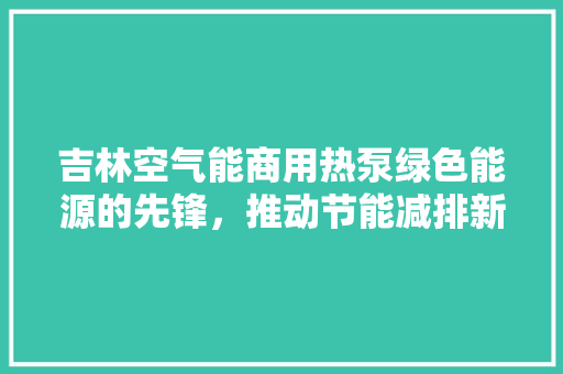 吉林空气能商用热泵绿色能源的先锋，推动节能减排新篇章 家电维护