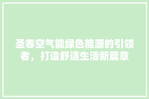 圣春空气能绿色能源的引领者，打造舒适生活新篇章 清洁保养