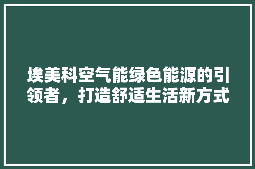 埃美科空气能绿色能源的引领者，打造舒适生活新方式 龙头管件