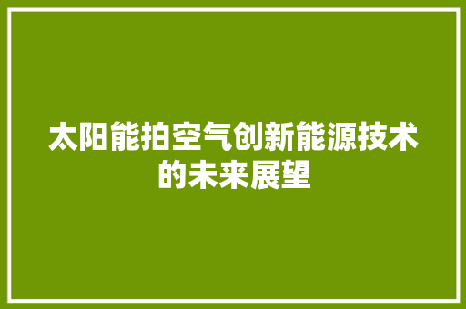 太阳能拍空气创新能源技术的未来展望 冰箱