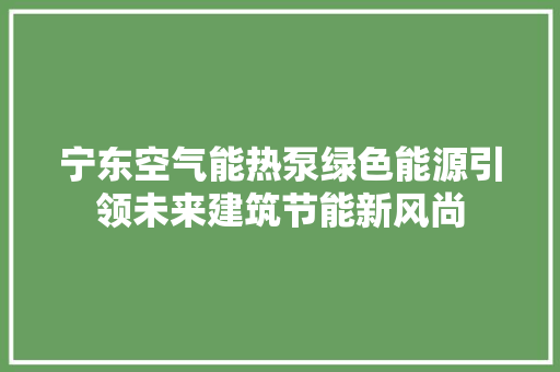 宁东空气能热泵绿色能源引领未来建筑节能新风尚 贴膜