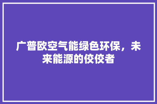 广普欧空气能绿色环保，未来能源的佼佼者 洁具维修