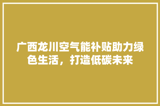 广西龙川空气能补贴助力绿色生活，打造低碳未来 贴膜