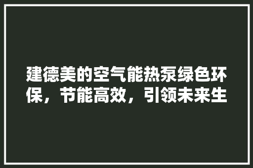 建德美的空气能热泵绿色环保，节能高效，引领未来生活新风尚 清洁保养