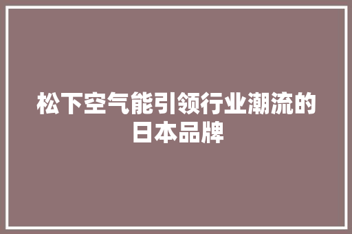 松下空气能引领行业潮流的日本品牌 装修设计