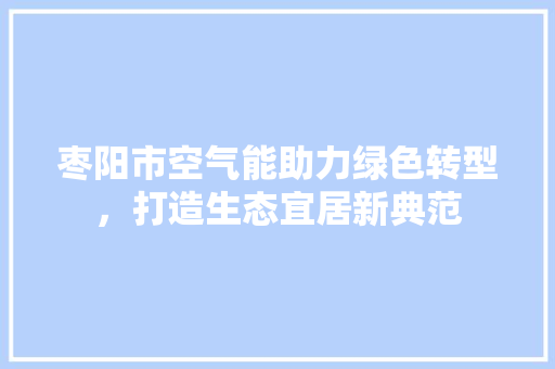 枣阳市空气能助力绿色转型，打造生态宜居新典范 家电维护
