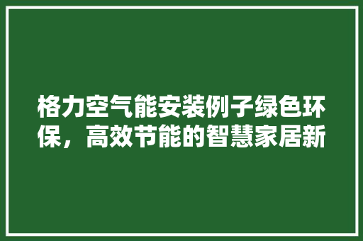 格力空气能安装例子绿色环保，高效节能的智慧家居新选择 灯具安装