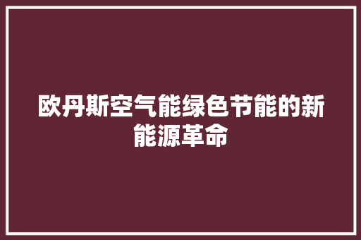 欧丹斯空气能绿色节能的新能源革命 热水器