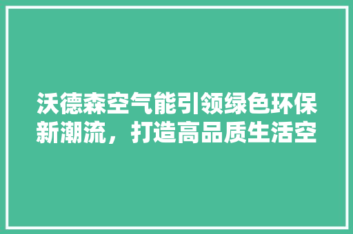 沃德森空气能引领绿色环保新潮流，打造高品质生活空间 空调