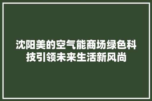 沈阳美的空气能商场绿色科技引领未来生活新风尚 灯具安装
