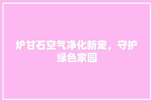 炉甘石空气净化新宠，守护绿色家园 龙头管件