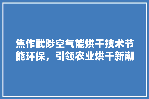 焦作武陟空气能烘干技术节能环保，引领农业烘干新潮流 翻新改色