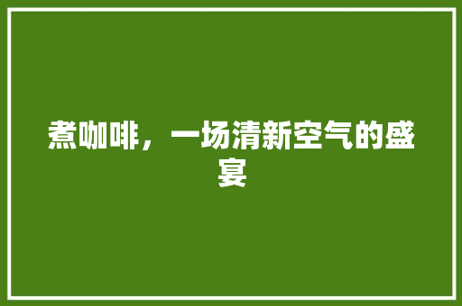 煮咖啡，一场清新空气的盛宴 清洁保养