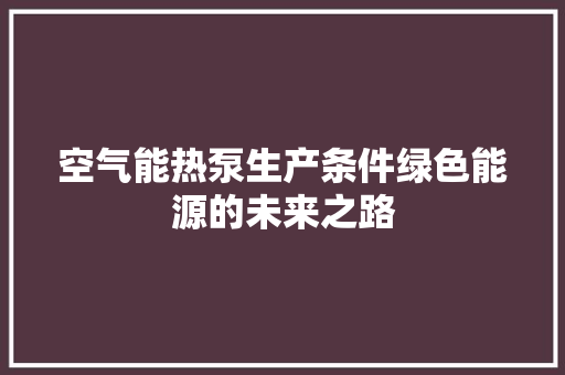 空气能热泵生产条件绿色能源的未来之路 局部翻新