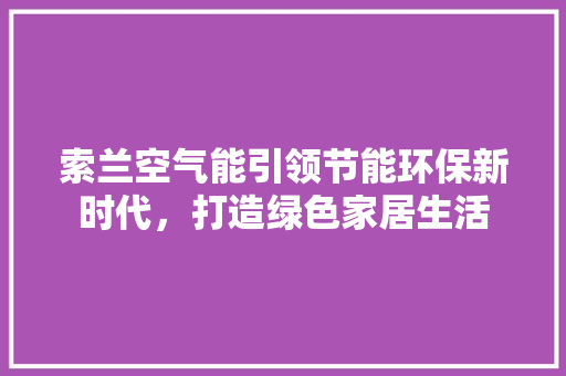 索兰空气能引领节能环保新时代，打造绿色家居生活 龙头管件