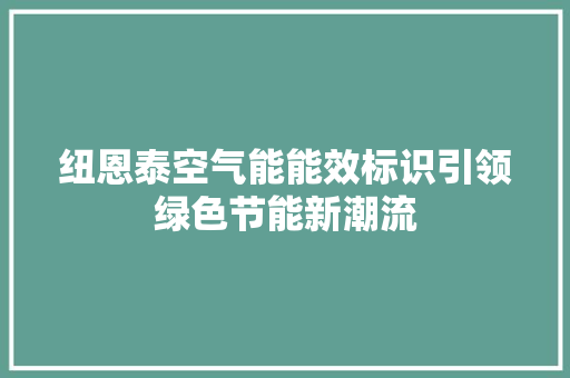纽恩泰空气能能效标识引领绿色节能新潮流 洁具维修