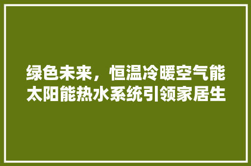 绿色未来，恒温冷暖空气能太阳能热水系统引领家居生活新潮流 翻新改色