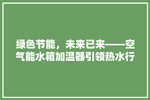 绿色节能，未来已来——空气能水箱加温器引领热水行业新潮流 局部翻新