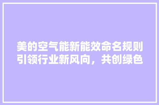 美的空气能新能效命名规则引领行业新风向，共创绿色未来 洗衣机