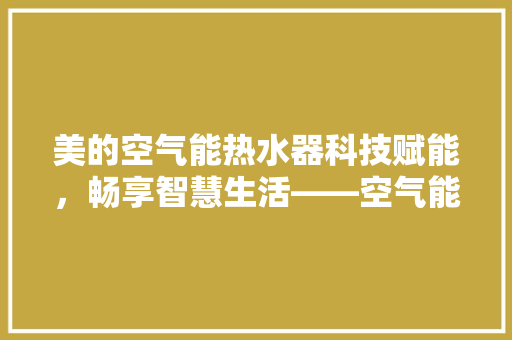 美的空气能热水器科技赋能，畅享智慧生活——空气能热水器加水技术 洁具维修