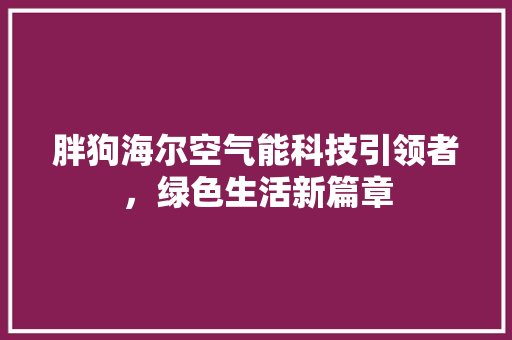 胖狗海尔空气能科技引领者，绿色生活新篇章 装修设计