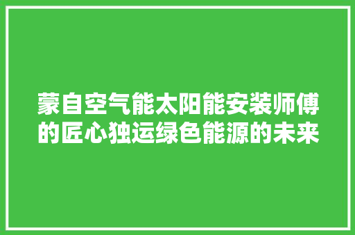 蒙自空气能太阳能安装师傅的匠心独运绿色能源的未来之路 局部翻新