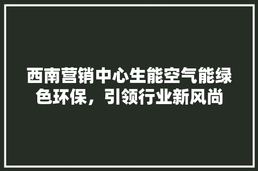 西南营销中心生能空气能绿色环保，引领行业新风尚 清洁保养