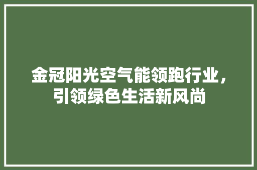 金冠阳光空气能领跑行业，引领绿色生活新风尚 贴膜