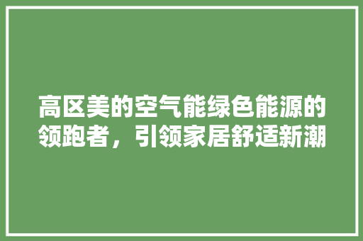 高区美的空气能绿色能源的领跑者，引领家居舒适新潮流 灯具安装