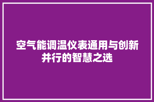 空气能调温仪表通用与创新并行的智慧之选 家电维护