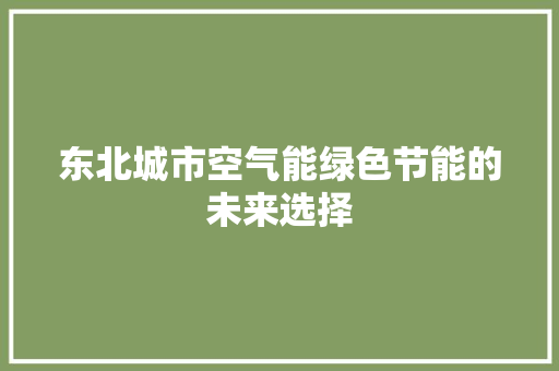 东北城市空气能绿色节能的未来选择 家居维修