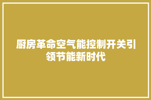 厨房革命空气能控制开关引领节能新时代 洁具维修