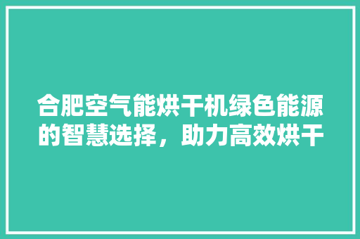 合肥空气能烘干机绿色能源的智慧选择，助力高效烘干新时代 旧房改造