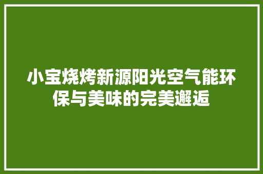 小宝烧烤新源阳光空气能环保与美味的完美邂逅 水电维修