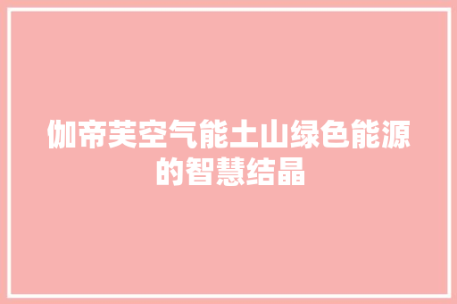 伽帝芙空气能土山绿色能源的智慧结晶 清洁保养