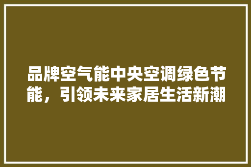 品牌空气能中央空调绿色节能，引领未来家居生活新潮流 空调