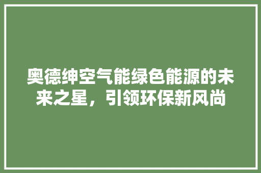 奥德绅空气能绿色能源的未来之星，引领环保新风尚 龙头管件