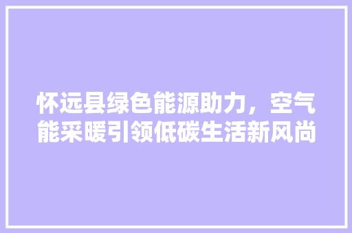 怀远县绿色能源助力，空气能采暖引领低碳生活新风尚 家居维修