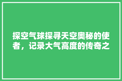 探空气球探寻天空奥秘的使者，记录大气高度的传奇之旅 水电维修