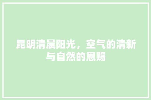 昆明清晨阳光，空气的清新与自然的恩赐 龙头管件