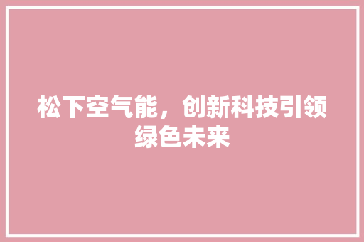 松下空气能，创新科技引领绿色未来 旧房改造
