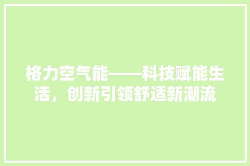 格力空气能——科技赋能生活，创新引领舒适新潮流 家具修理