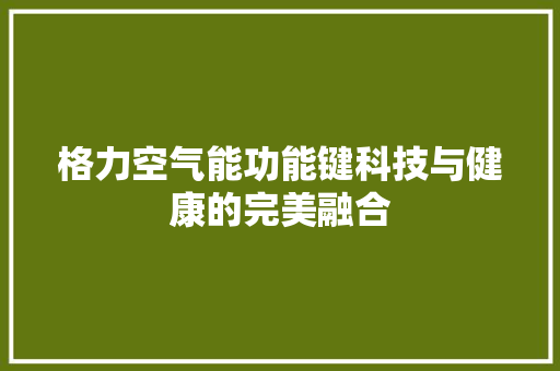 格力空气能功能键科技与健康的完美融合 家具修理