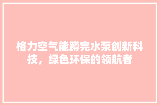 格力空气能蹲完水泵创新科技，绿色环保的领航者 家具修理