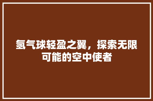 氢气球轻盈之翼，探索无限可能的空中使者 家电维护